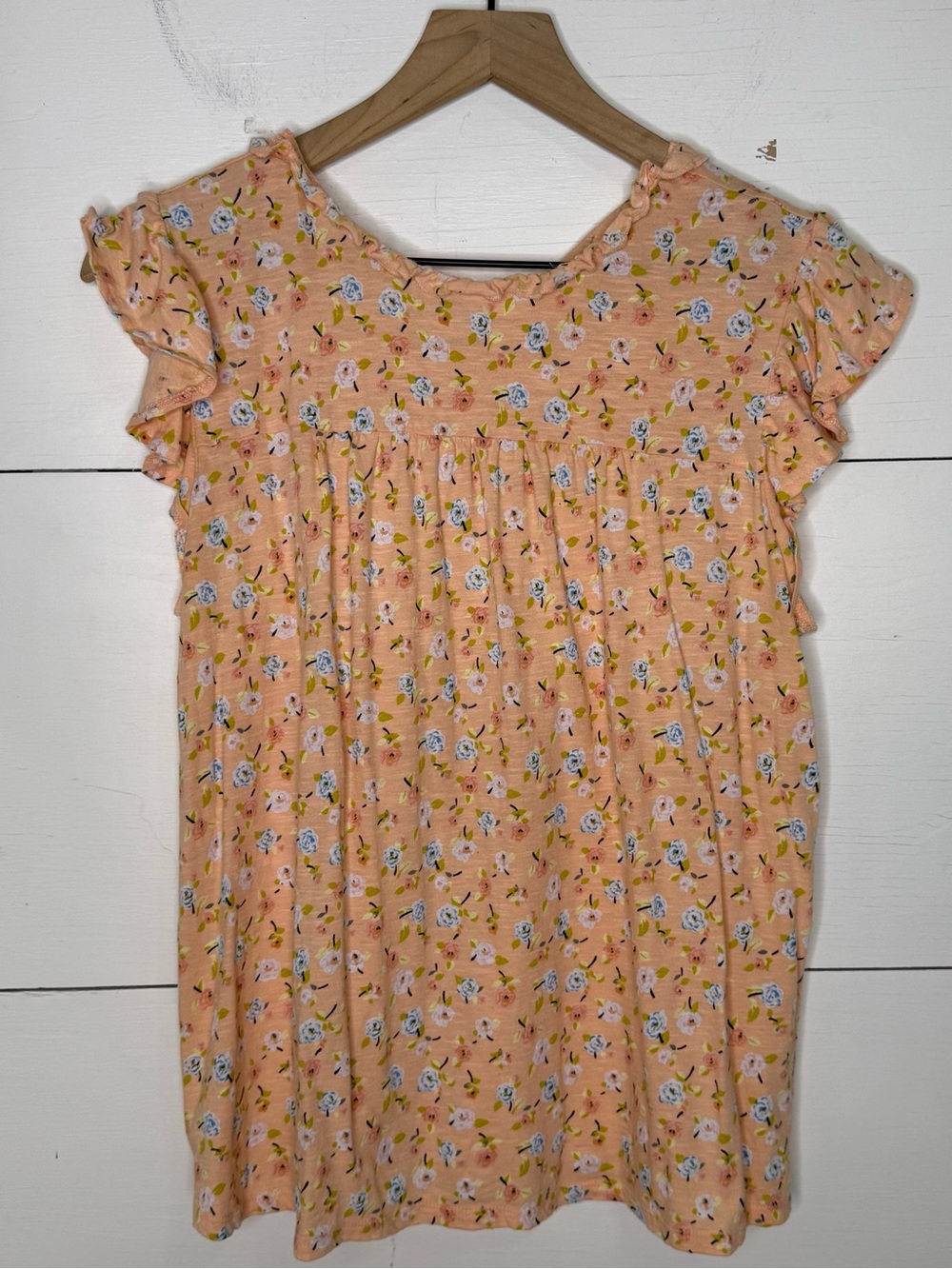 Loft Outlet • Peach Cotton Top with Tiny Multicolor Floral Print Size Medium